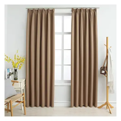 vidaXL 2x Blackout Curtains with Hooks Taupe 140x225cm Drapery Blind Drape