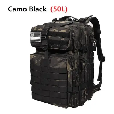 (camouflage,black, 50L) 25l/50l Waterproof Backpack Outdoor Rucksacks Tactical Sports Camping Hi