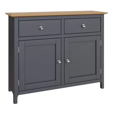 Sideboard Graphite Blue Oak Veneer Doors Drawers Storage Cupboard