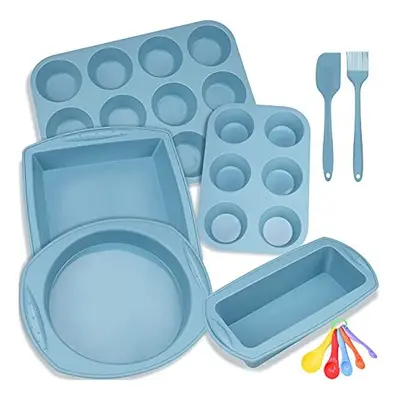 Economical 7in1 Nonstick Silicone Baking Cake Pan Cookie Sheet Moulds Tray Set for Oven, BPA Fre