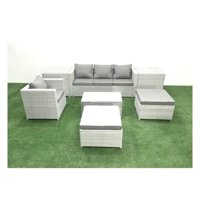 Fimous Pieces Rattan Garden Furniture Set Outdoor Garden Sofa Chair Coffee Table Set with Side T