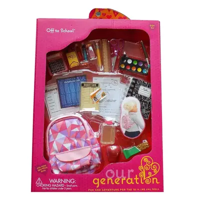 Our Generation Dolls Off To School Accessory Set For Inch Doll Includes Backpack Notebook Etc