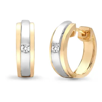 Jewelco London Ladies 18ct Colour Gold Channel Set Round G SI1 0.06ct Diamond Solitaire Huggie H