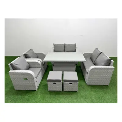 Fimous Seater Outdoor Reclining Chair Love Sofa Set Rattan Garden Furniture Set with Adjustable 