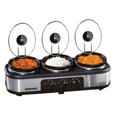 Daewoo Triple Slow Cooker With 3X1.5L Stoneware Pots