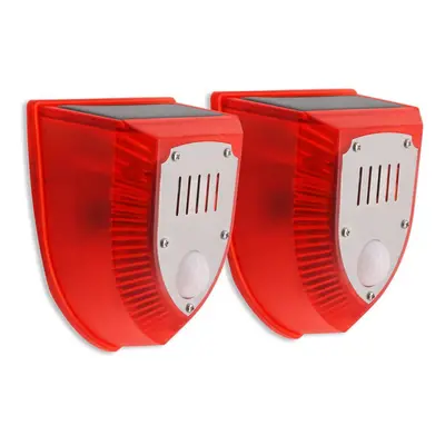 (red, 2Pcs) Solar Strobe Light With Pir Motion Sensor Alarm Timed Human Body Induction Infrared 