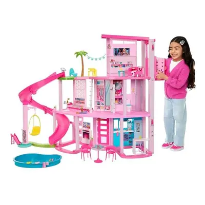 Barbie Dreamhouse, 3-Storey Barbie House with Play Areas Including Pool, Slide, Elevator, Doll A