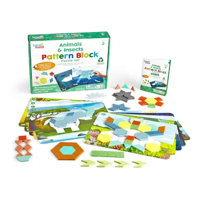 94461 Animals & Insects Set, Play, Shape Puzzle, Pattern Blocks Cards, Maths Counters, Sorting, 