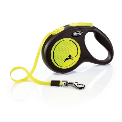 (5m, Yellow/Black) Flexi Medium Neon Taped Retractable Dog Lead