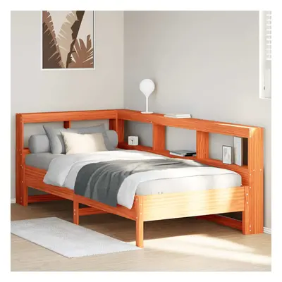 vidaXL Bookcase Bed without Mattress Wax Brown 75x190 cm Solid Wood Pine bed