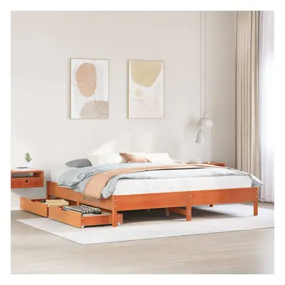 vidaXL Bed Frame Home Bed Base Bedstead Wax Brown 200x200 cm Solid Wood Pine