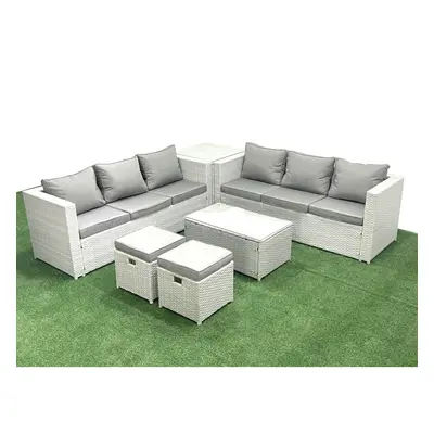 Fimous Garden Outdoor PE Rattan Furniture Set Seater Rattan Garden Sofa Set with Small Footstool