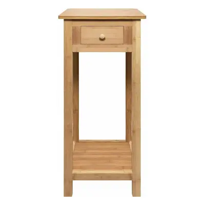 Bamboo Wood Tall Side Bedroom Living Room End Table with Drawer Shelf Nightstand