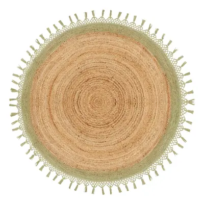 Round Jute Area Rug cm Beige and Green MARTS