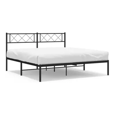 (black, x cm/with headboard) vidaXL Metal Bed Frame Bedroom Platform Bed Base Bedstead Mattress 