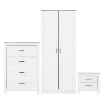 Portland Trio Bedroom Set White and Oak Effect Items