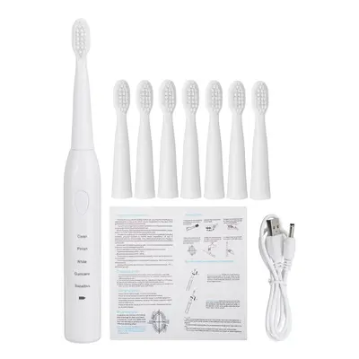 (White) Electric Toothbrush Sonic Power With Brush Heads