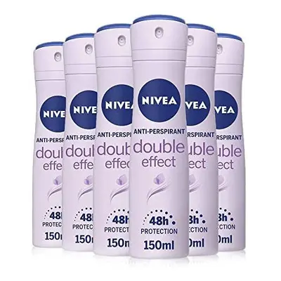 NIVEA Anti-Perspirant Deodorant Spray Double Effect Pack of (6 x 150ml), 48hr Deodorant for Wome