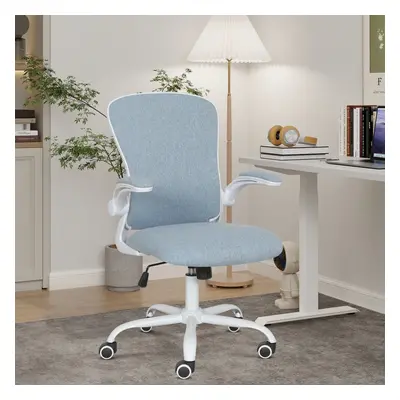 (Blue) Mesh Office Chair Flip-Up Armrest Ergonomic Seat