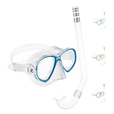 Perla Jr Snorkeling & Apnea - Combo Set Maske Perla Jr + Schnorchel Minigringo, Transparent/Blau