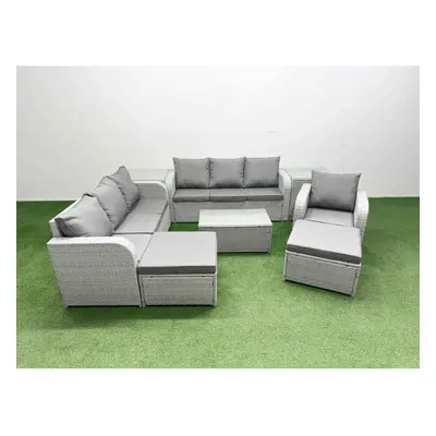 Fimous Seater Poly Rattan Outdoor Garden Furniture Sofa Set Patio Seater Sofa Reclining Chair Se