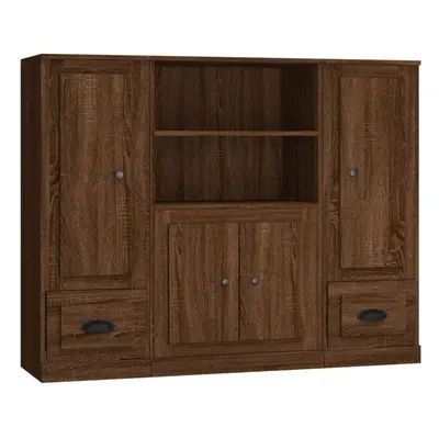 (brown oak) vidaXL Highboards Storage Cabinet Side Cabinets Cupboard pcs Engineered Wood