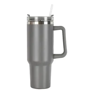 (GREY) 40oz Stainless Steel Tumbler with Handle & Straw