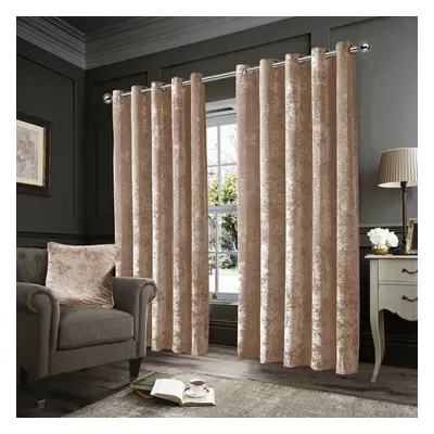 (Beige, 66" x 90" (168cm x 228)) Velvet Curtain Eyelet Ring Top Luxury Drapes Interior Decor Cla