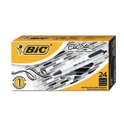 Clic Stic Retractable Ballpoint Pen Black 1mm Medium 24/Pack