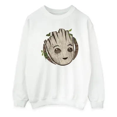 (XXL, White) Marvel Mens I Am Groot Wooden Head Sweatshirt