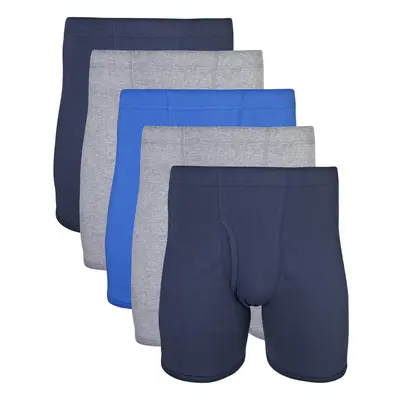 Gildan Men's Underwear Covered Waistband Boxer Briefs Multipack Mixed Royal (5-Pack) Large