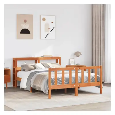 vidaXL Bed Frame with Headboard without Mattress Wax Brown 150x200 cm King Size