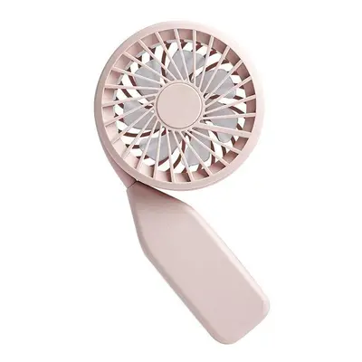 (Pink) Portable USB Mini Handheld Neck Hanging Desktop Stretchable Fan Rechargeable for Home Out