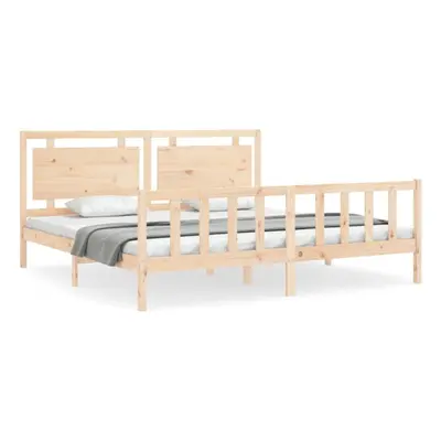 (natural, x cm) vidaXL Bed Frame Platform Bed with Headboard White Small Single Solid Wood