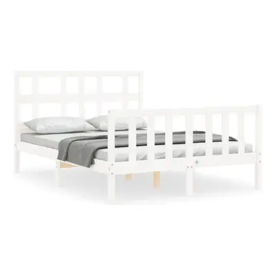 (white, x cm) vidaXL Bed Frame Bed Base Platform Bed with Headboard Grey Single Solid Wood