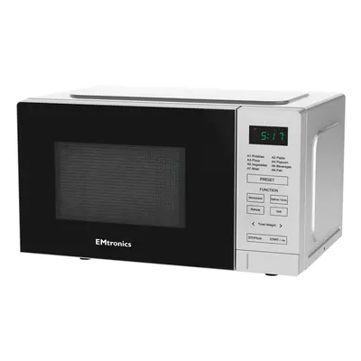 EMtronics Litre Silver 700W Microwave With 800W Grill, Timer and Preset Menu