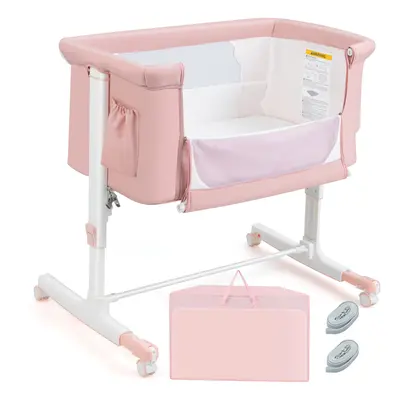 3-in-1 Baby Bedside Bassinet Crib Height-adjustable Infant Newborn Cot Bed