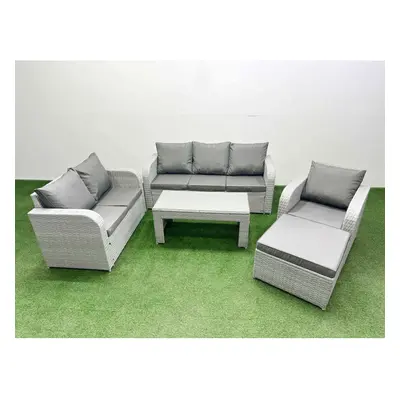 Fimous Patio PE Wicker Seater Outdoor Rattan Furniture Sofa Sets with Reclining Chair Loveseat S