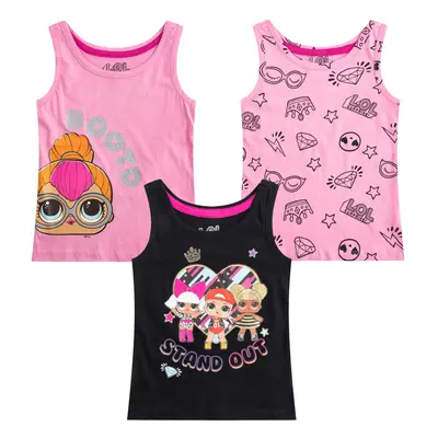 L.O.L. Surprise! Girls Pack Tank Tops for Little and Big Kids Black