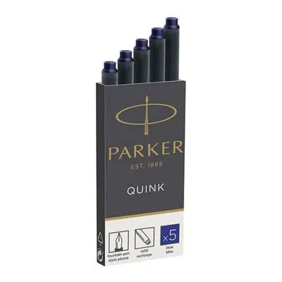 Parker Quink Fountain Pen Refills, Long Cartridges, Blue Ink, Blister Pack of