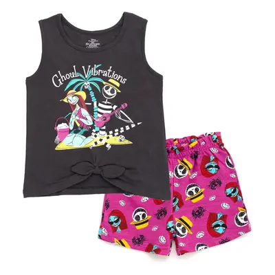 Disney Nightmare Before Christmas Jack Skellington Sally Big Girls Tank Top and French Terry Sho