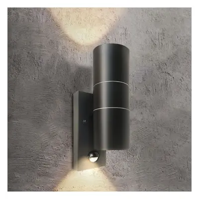 ExtraStar Outdoor Up and Down Double Wall Light with Motion Sensor Black IP44 (2 x GU10 6W bulbs