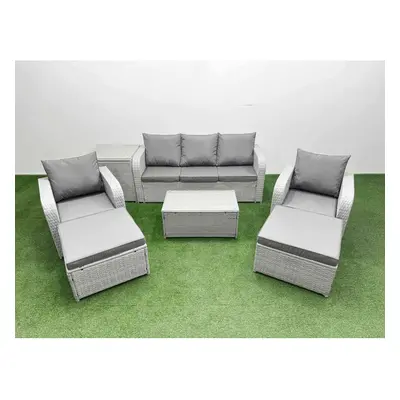 Fimous PE Rattan Garden Furniture Set Reclining Chair Sofa Lounge Sofa Set Oblong Coffee Table S