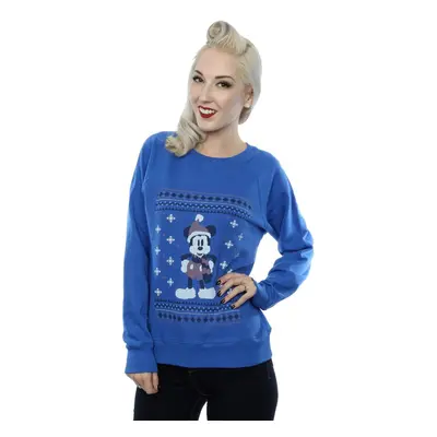 (M, Royal Blue) Disney Womens/Ladies Mickey Mouse Scarf Christmas Sweatshirt