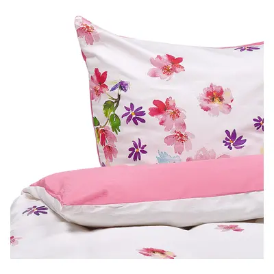 Duvet Cover Set LARYNHILL 155x220 cm Sateen Cotton Pink