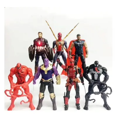 7PCS Avengers Iron Spider-Man Venom Thanos Deadpool Thor Toy Figure Figure