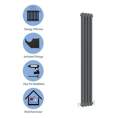 (Anthracite , 1800*200mm) Cast Iron Style Radiators