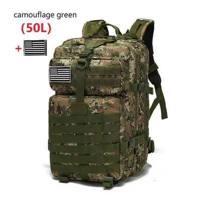 (camouflage green, 50L) 25l/50l Waterproof Backpack Outdoor Rucksacks Tactical Sports Camping Hi