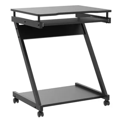 Mobile Computer Desk Z-Shaped with Sliding Keyboard PC Table Black