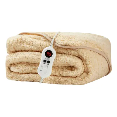 (Grey Sand ) Cozy Night Luxury Sherpa Fleece Heated Throw